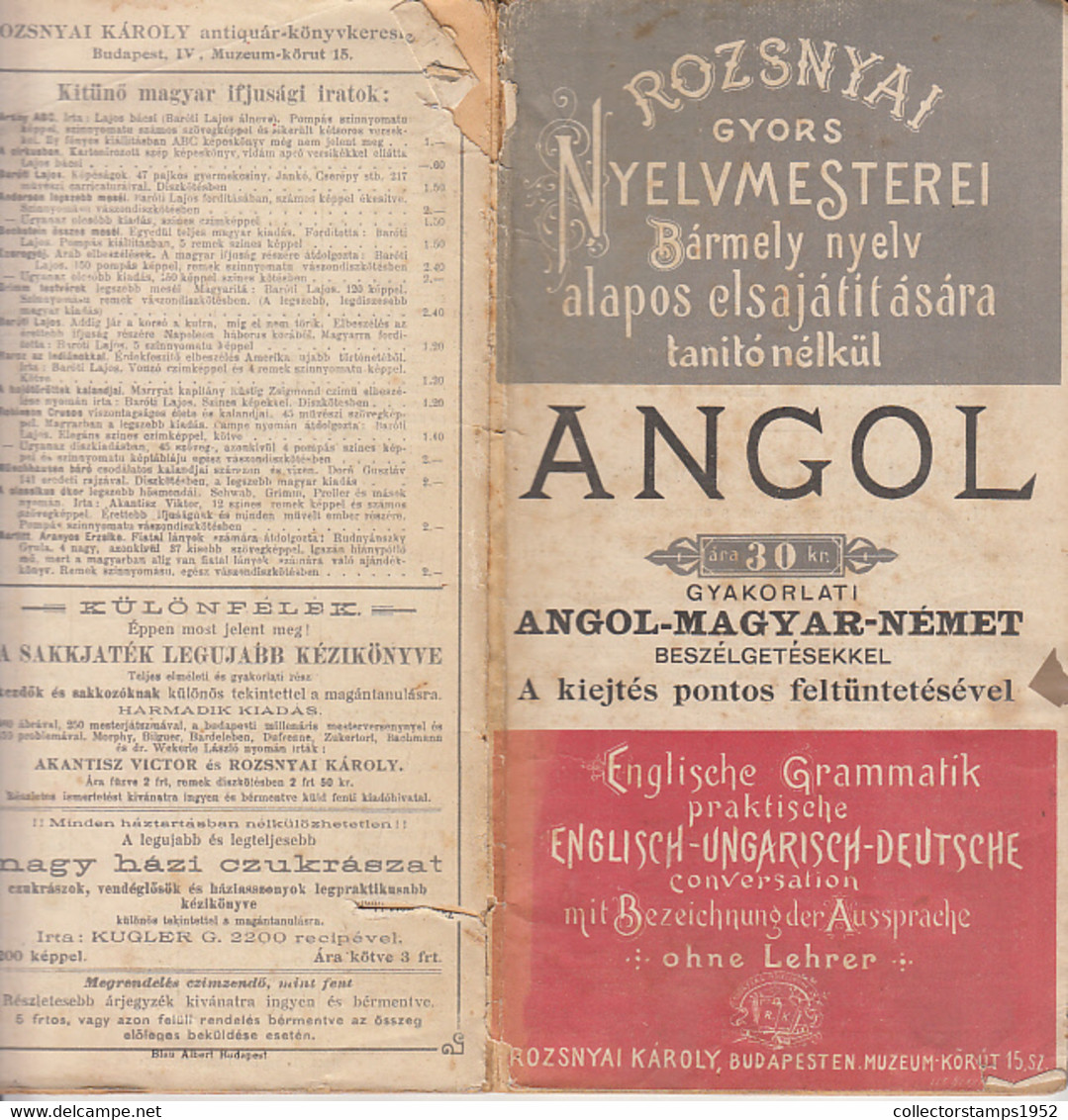 8584FM- ENGLISH- HUNGARIAN- GERMAN PRACTICAL CONVERSATION GUIDE, DICTIONARIES, ABOUT 1912, HUNGARY - Dizionari