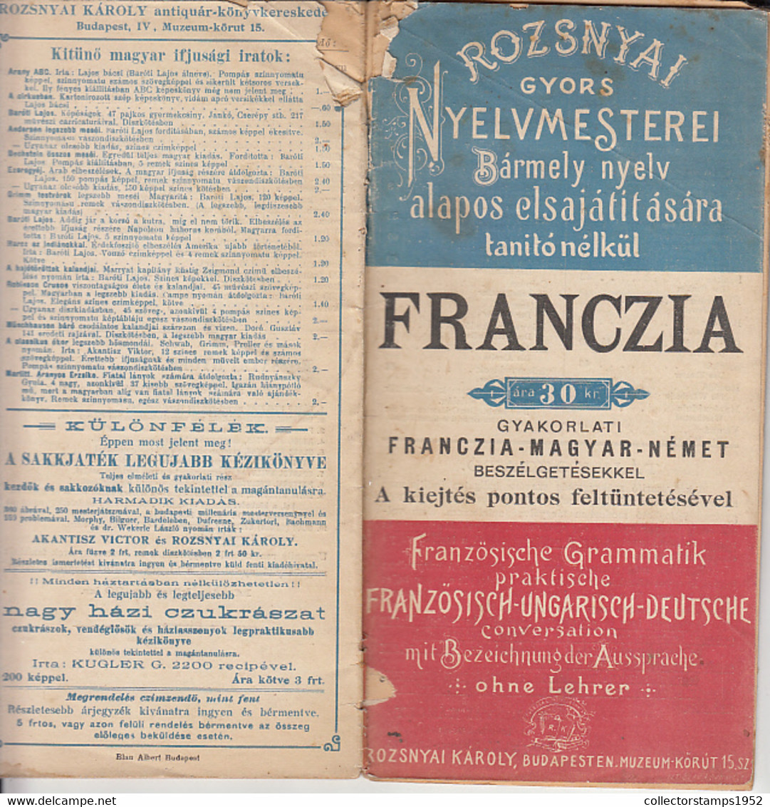 8585FM- FRENCH- HUNGARIAN- GERMAN PRACTICAL CONVERSATION GUIDE, DICTIONARIES, ABOUT 1912, HUNGARY - Dizionari