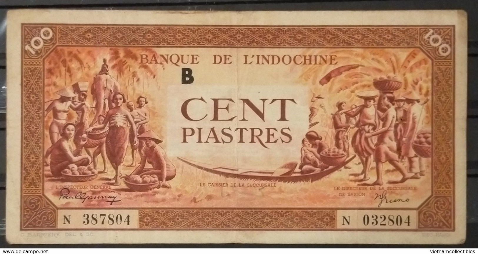 French Indochine Indochina Vietnam Viet Nam Laos Cambodia 100 Piastres EF Banknote Note / Billet 1942-45 - Pick# 66 - Indochine