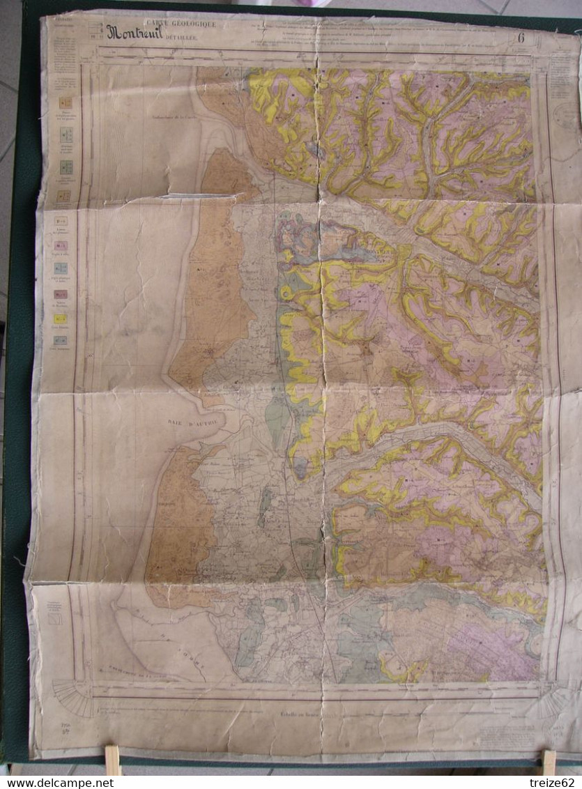 1876 Carte Toilée Montreuil Sur Mer Le Touquet Berck Merlimont Cucq Groffliers Favières Fort Mahon Verton Quend Rue - Topographical Maps