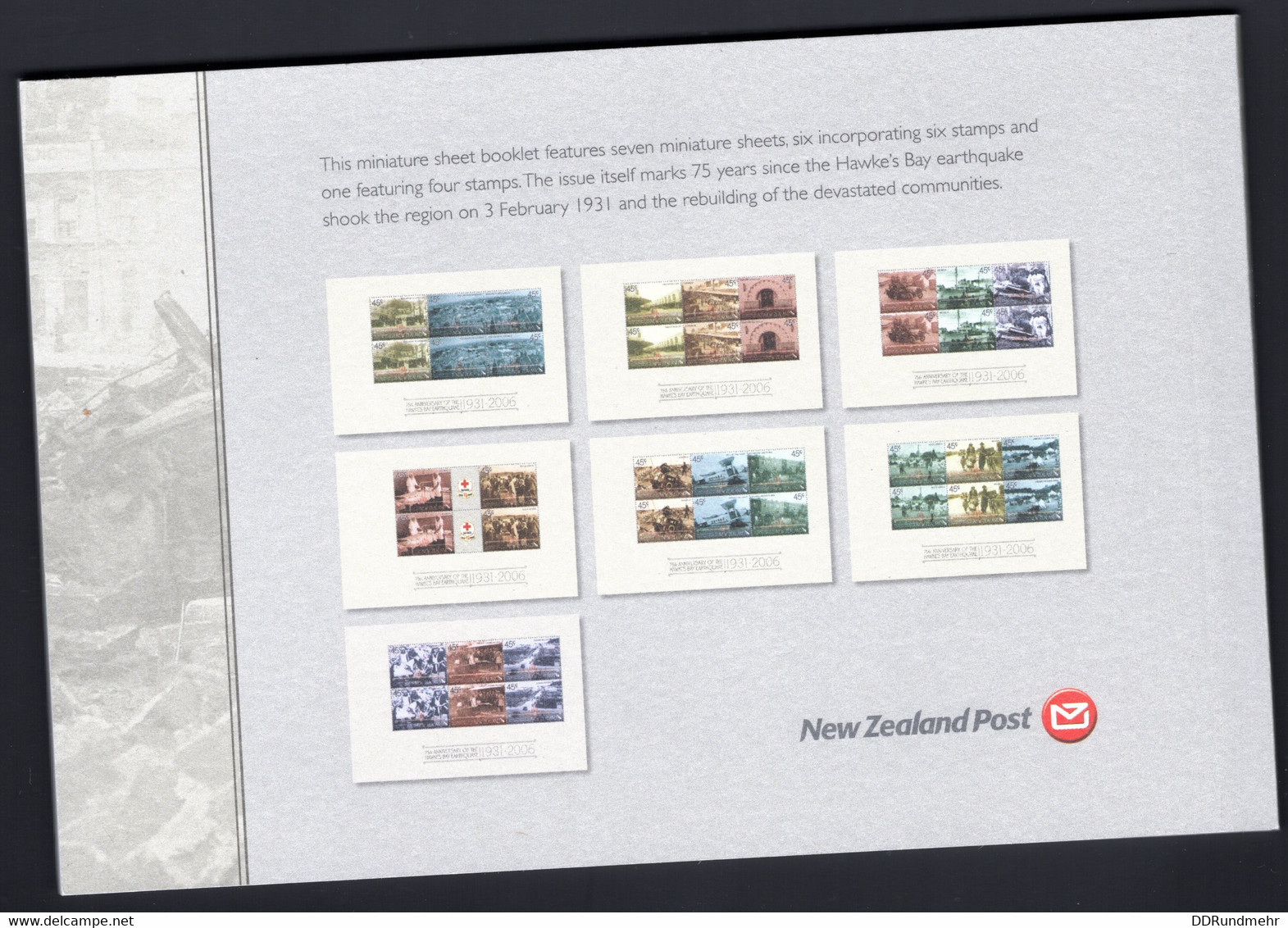 2006 New Zealand Scott #2061aa MNH BOOKLET Hawke's Bay Earthquake 75th ANN CV$32+ - Presentation Packs