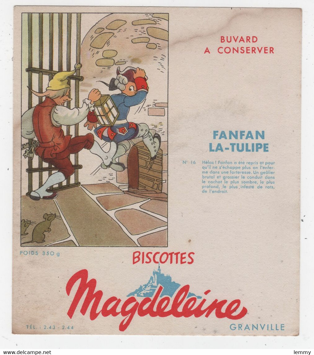 BUVARD ILLUSTRÉ - BISCOTTES  MAGDELEINE - FANFAN LA TULIPE - N° 16 - Alimentaire