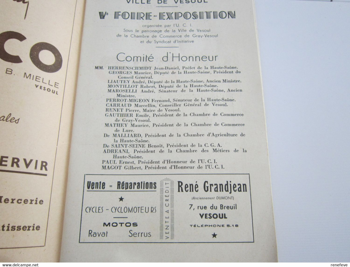 Ve FOIRE EXPOSTION DE VESOUL 2 AU 11 AVRIL 1955 PROGRAMME OFFICIEL - Franche-Comté