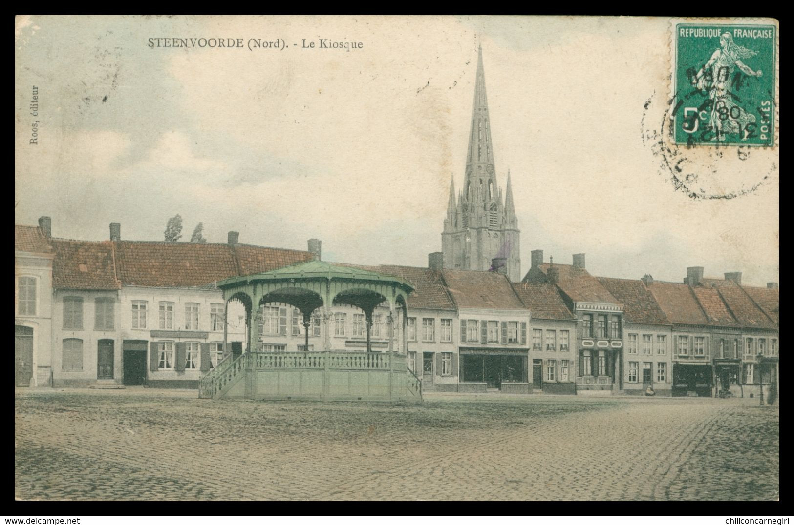 STEENVOORDE - STEENWOORDE - Le Kiosque - Edit. ROOS - 1908 - Colorisée - Steenvoorde