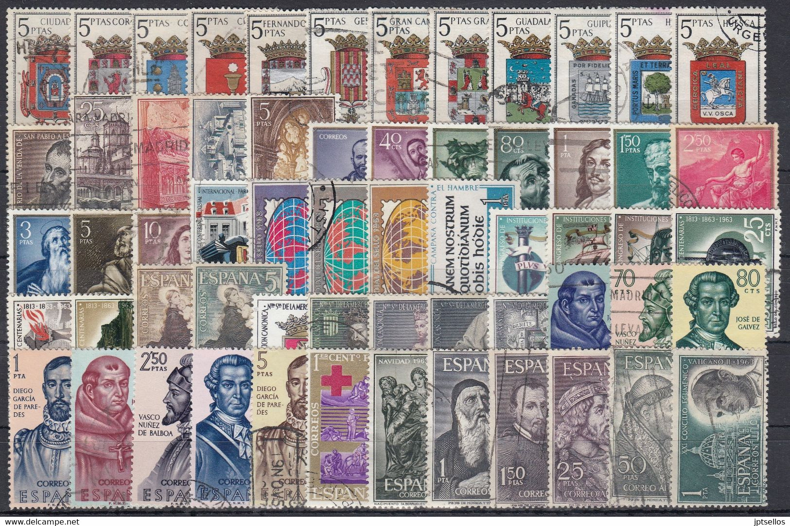 ESPAÑA 1963 Nº 1481/1540 AÑO COMPLETO USADO 60 SELLOS - Full Years