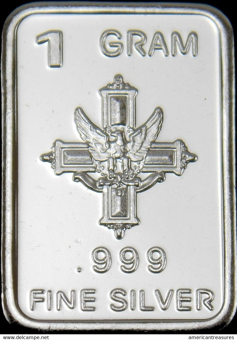 USA 1 Gram .999 Fine Silver Art Bar - Cross & Eagle - NEW - Uncirculated - Autres – Amérique