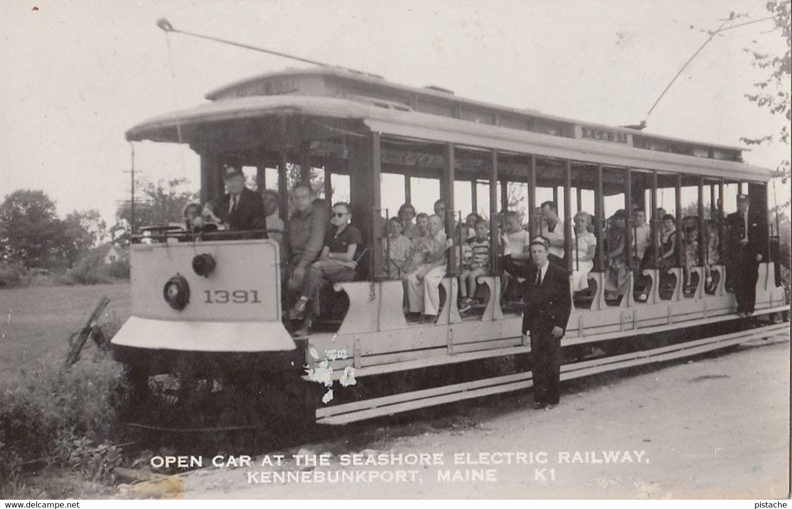160 - Real Photo - Maine Kennebunkport - Open Car Electric Railway - 2 Scans - Kennebunkport