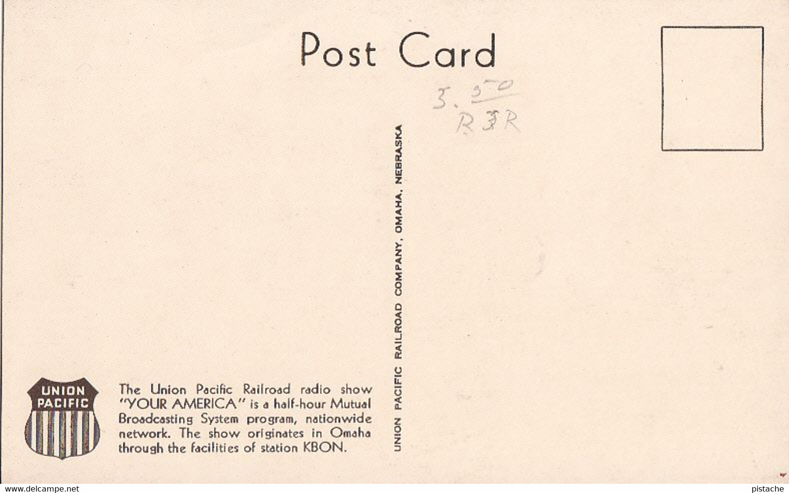 161 - Original - Omaha Nebraska -  Union Pacific Radio Show Your America - KBON - 2 Scans - Omaha