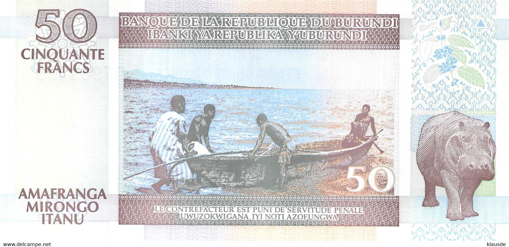 Banknote 50 Cinquante Francs Burundi 2005 UNC - Burundi