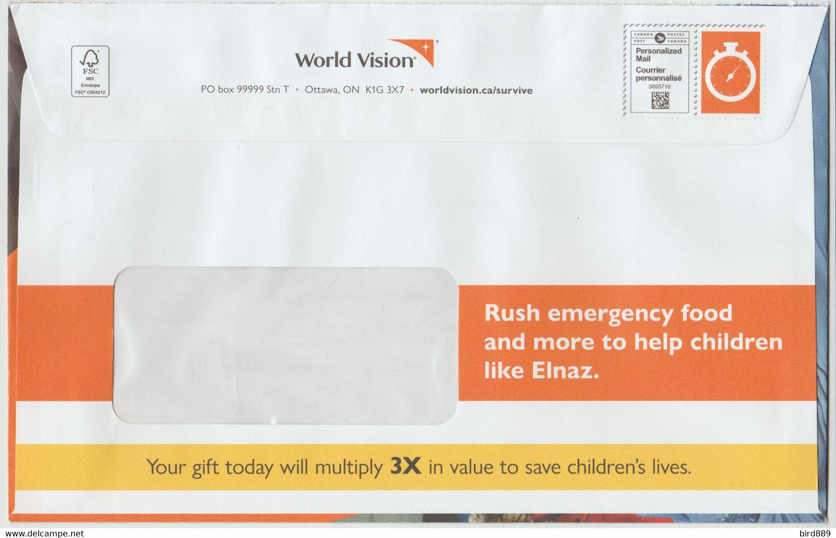 2021 Canada World Vision Admail Timer Used See Both Scans - Andere & Zonder Classificatie