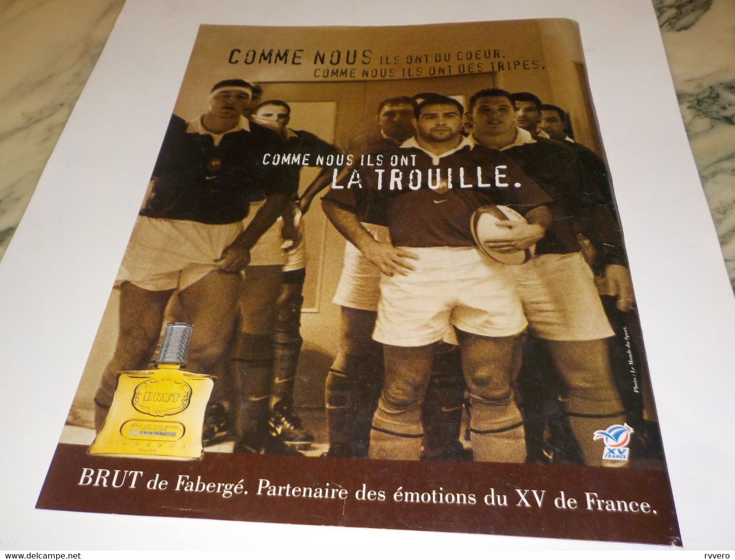 ANCIENNE PUBLICITE XV DE FRANCE ET EAU DE TOILETTE BRUT  1999 - Rugby