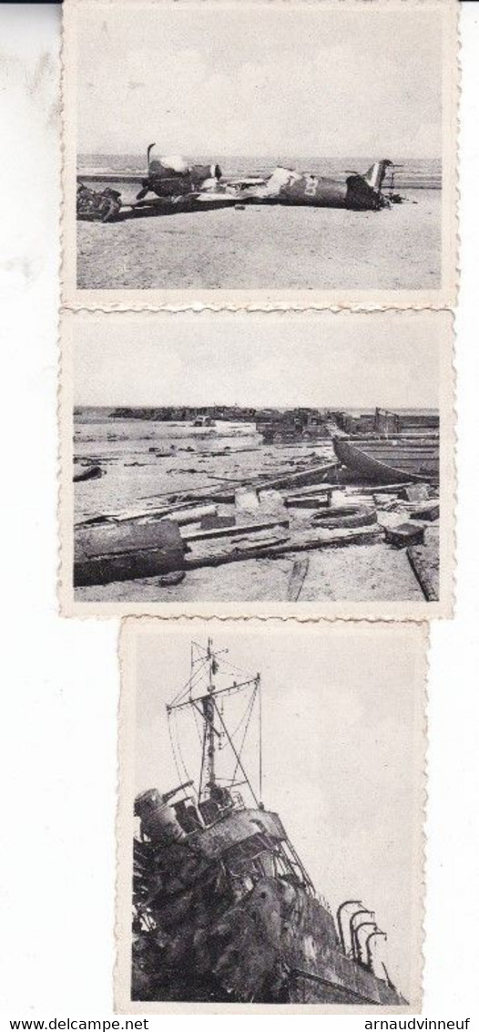 59-LA PLAGE DE DUNKERQUE AVION ABATTU PONT D AUTOS ET CROISEUR ECHOUE LOT DE 3 FORMAT 7X9 - Dunkerque