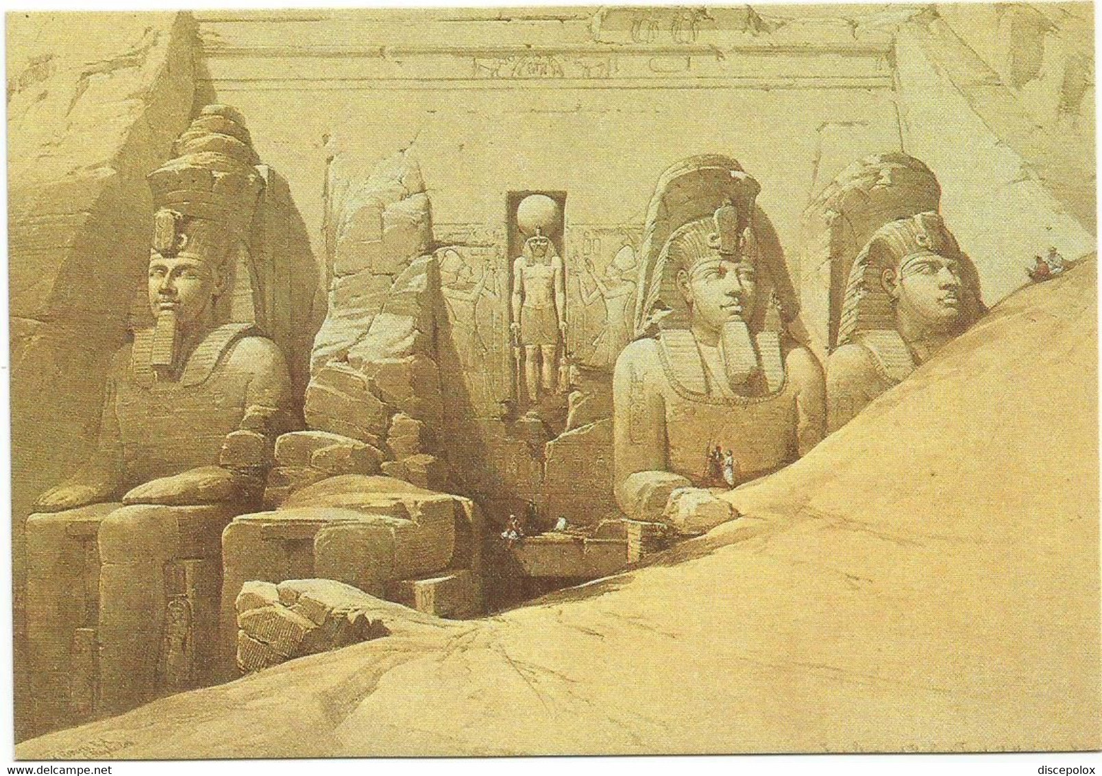 A6854 Front Elevation Of The Great Temple Of Aboo Simbel - David Roberts - Dipinto Paint Peinture / Non Viaggiata - Temples D'Abou Simbel