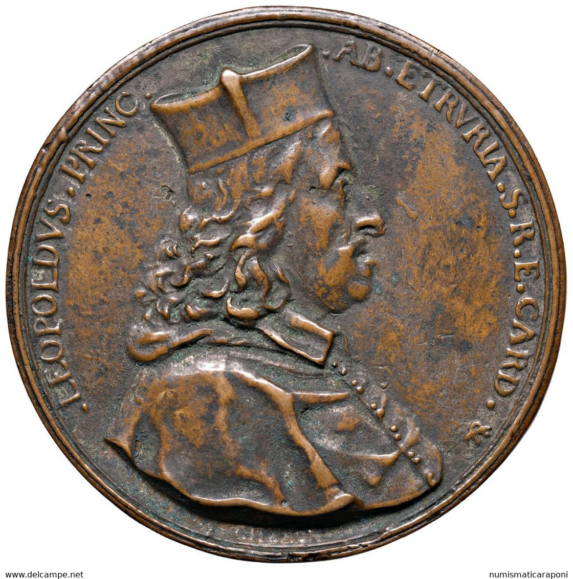 Leopoldo De' Medici 1617-1675 Medaglia Tematica Equestre 111,44 Grammi. 7,0 Cm Colpetti E Graffi - Toscane
