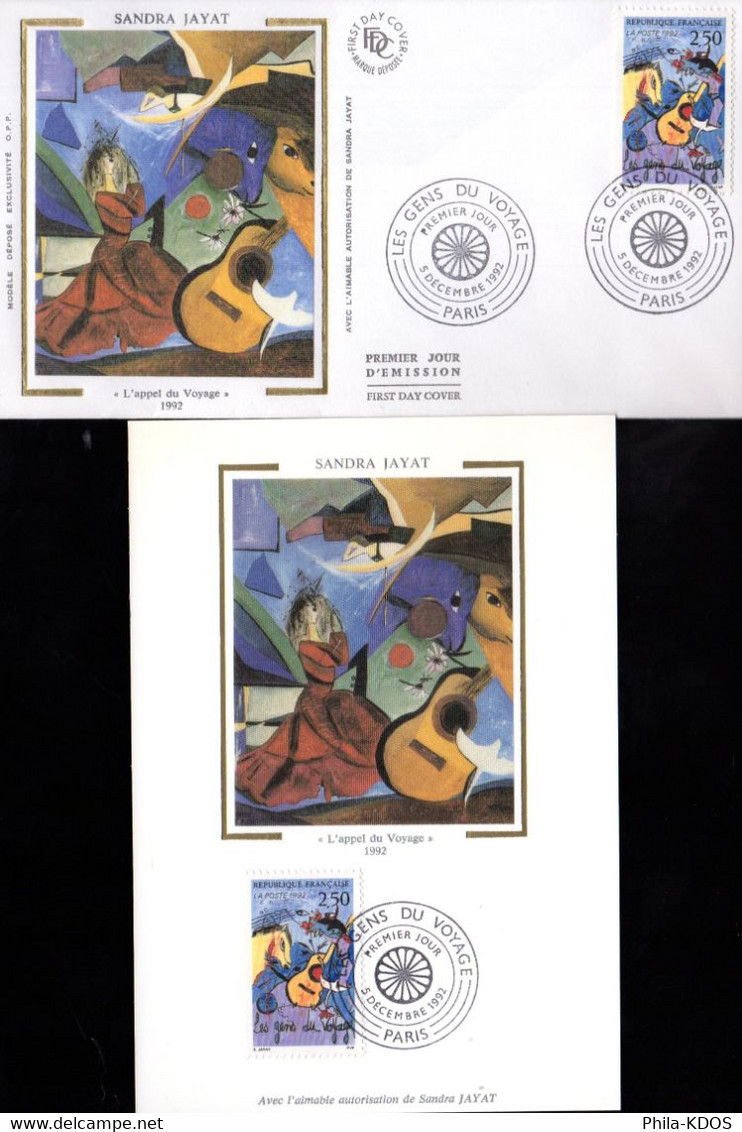 " LES GENS DU VOYAGE " Sur Carte Maximum Et Enveloppe 1er Jour Sur Soie De 1992. N° YT 2784 Parfait état CM FDC - Collezioni & Lotti