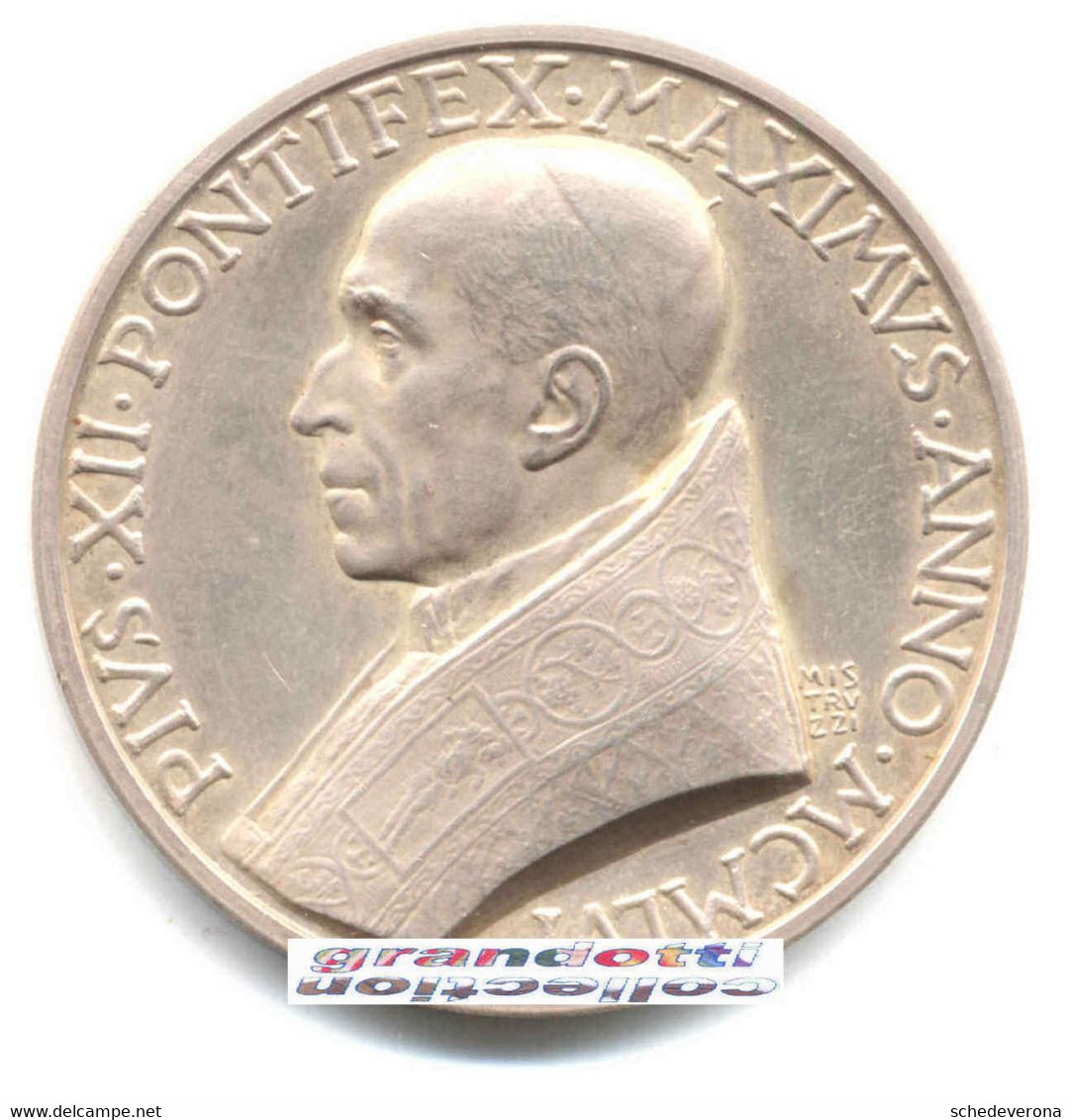 COMPLEANNO PAPA PIO XII MEDAGLIA 80 ANNI EMISSIONE STRAORDINARIA ARGENTO 1956 - Royaux/De Noblesse