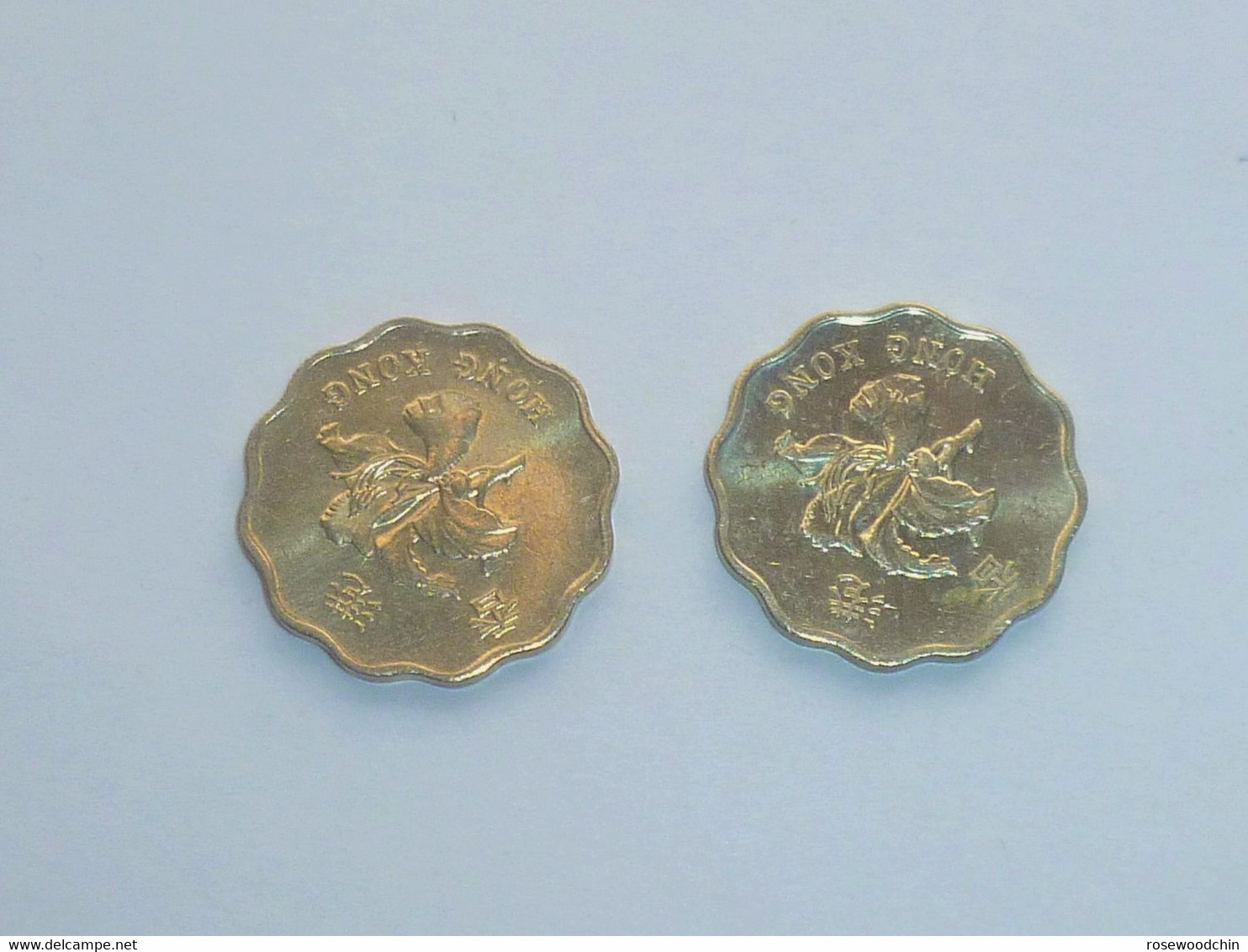 Vintage !  Hong Kong Lot Of 2 Pcs.1994 & 1998 Bauhinia Flower 20 Cents Coin (#145K) - Singapour
