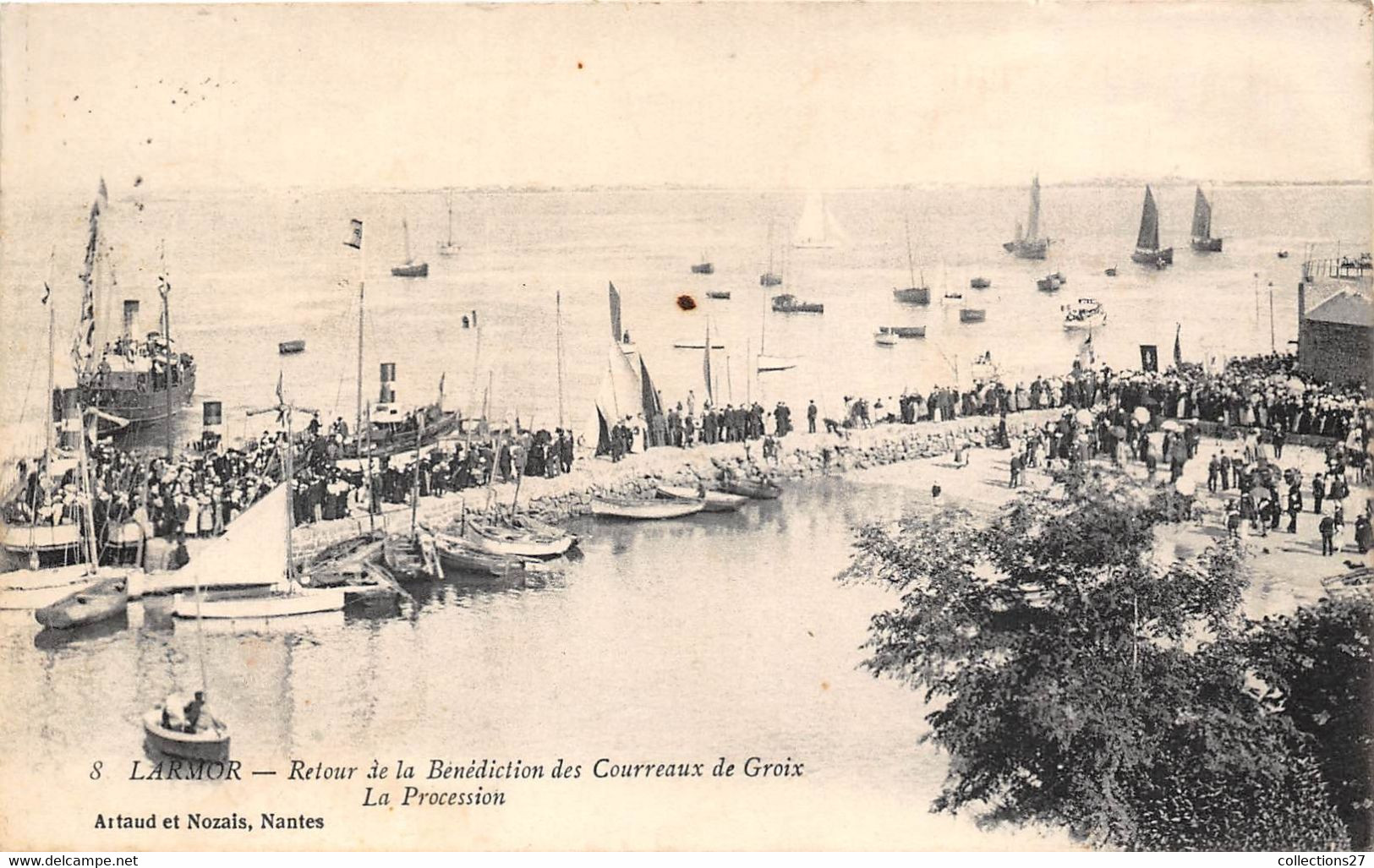 56-LARMOR- RETOUR DE LA BENEDICTION DES COURREAUX DE GROIX , LA PROCESSION - Larmor-Plage