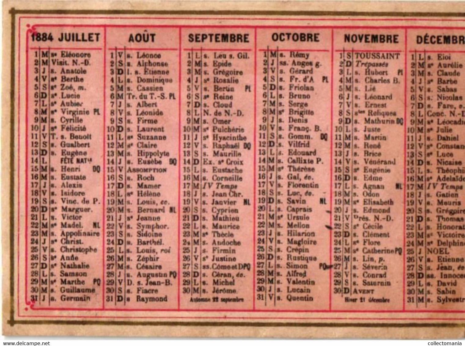 6 Cards Dentifrice De Botot   Pâte Dentifrice Glycérine  Calendrier 1884