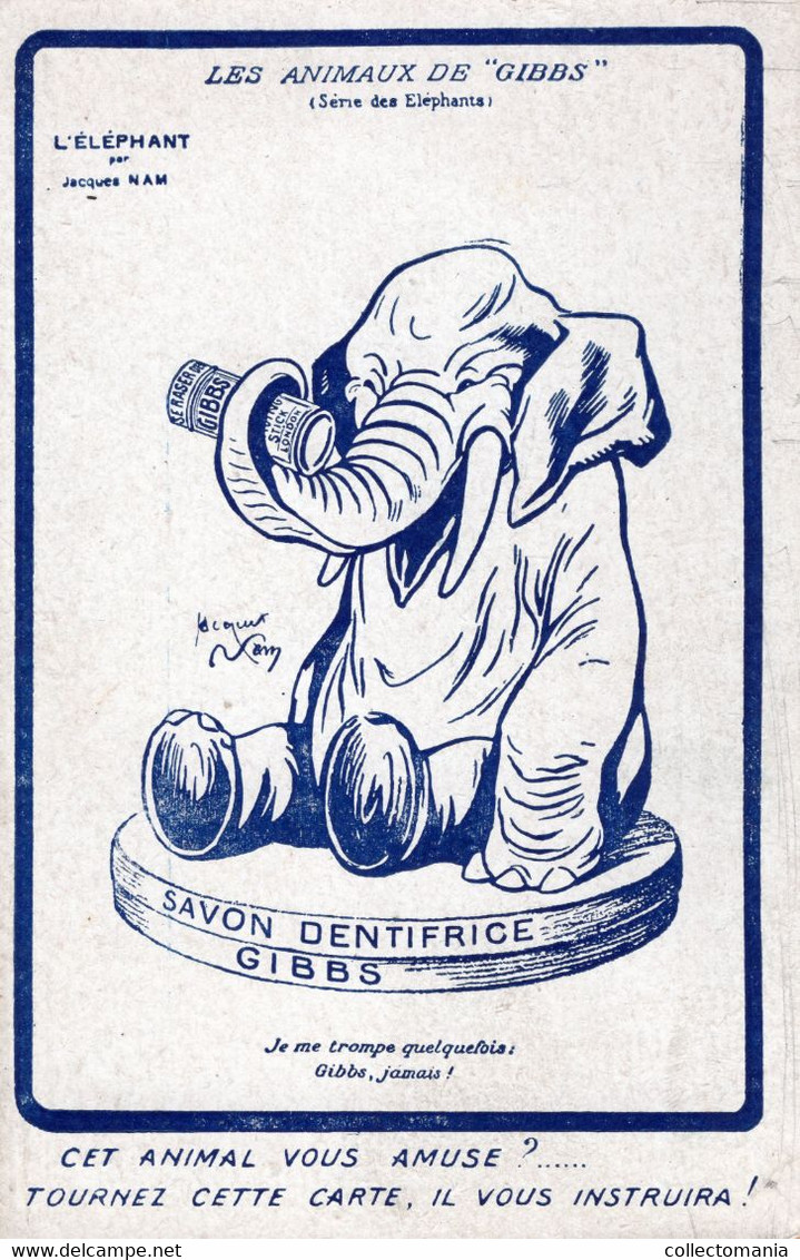 1 Carte Pliante  1 CP  Gibb"s Elphant Jacques Nam 1 Poster Stamp Givasan Zahnpasta   Pate Gingivale Calendrier 1951 - Sin Clasificación