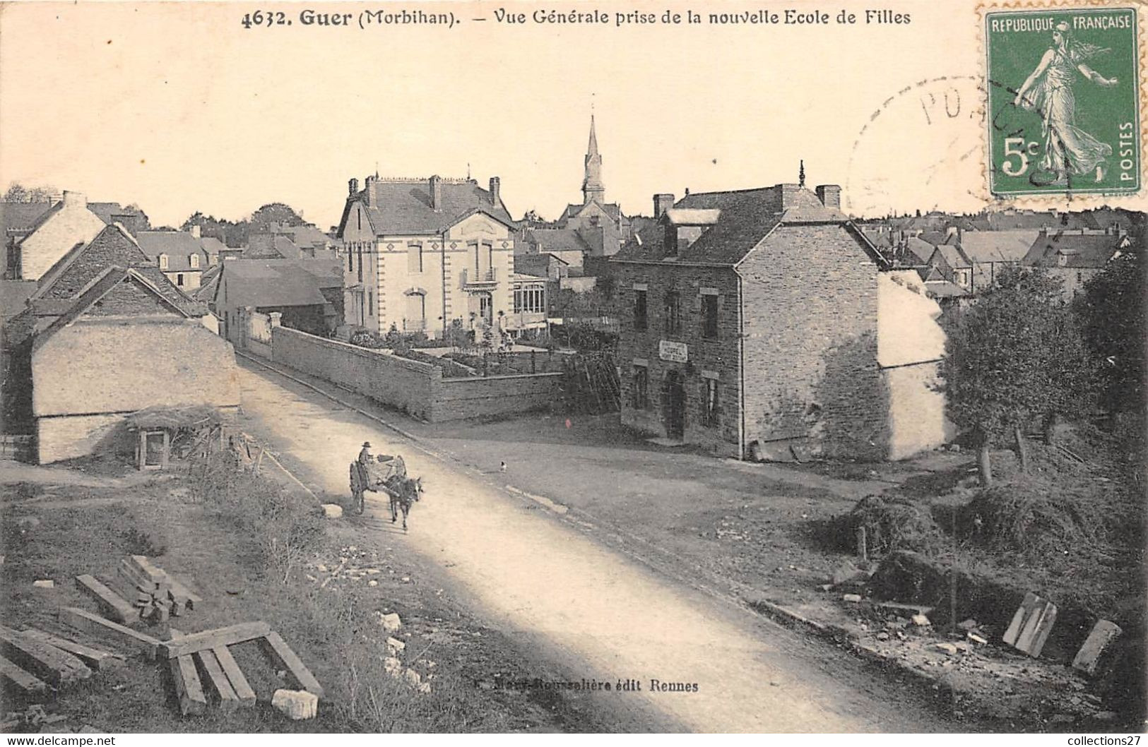 56-GUER- VUE GENERALE PRISE DE LA NOUVELLE ECOLE DE FILLES - Guer Cötquidan