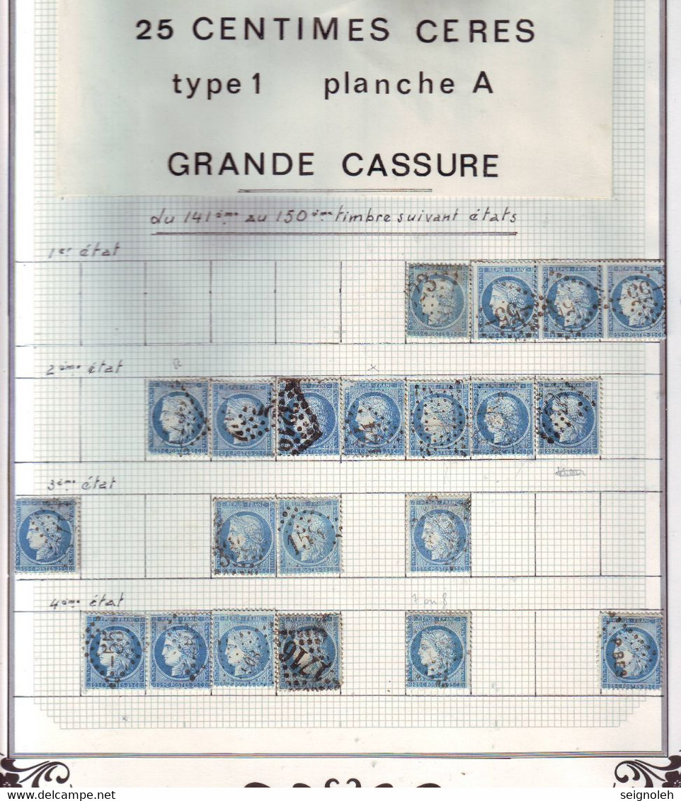 25 C Ceres N° 60 , 43 TIMBRES DE LA GRANDE CASSURE Planche A2 .. ( 9 Scans ) - 1871-1875 Ceres