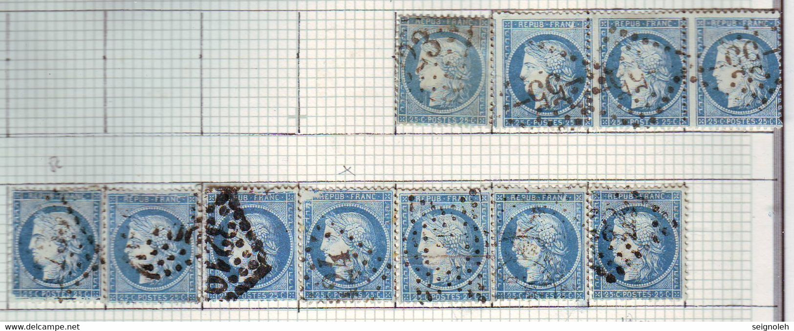 25 C Ceres N° 60 , 43 TIMBRES DE LA GRANDE CASSURE Planche A2 .. ( 9 Scans ) - 1871-1875 Ceres