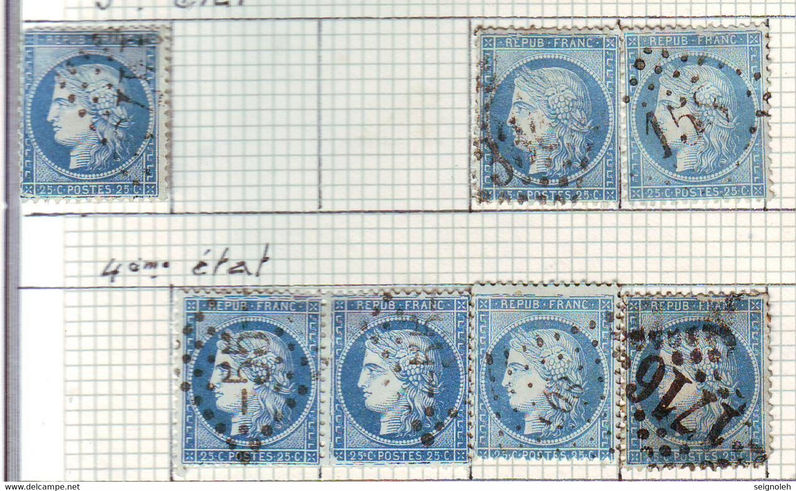 25 C Ceres N° 60 , 43 TIMBRES DE LA GRANDE CASSURE Planche A2 .. ( 9 Scans ) - 1871-1875 Ceres