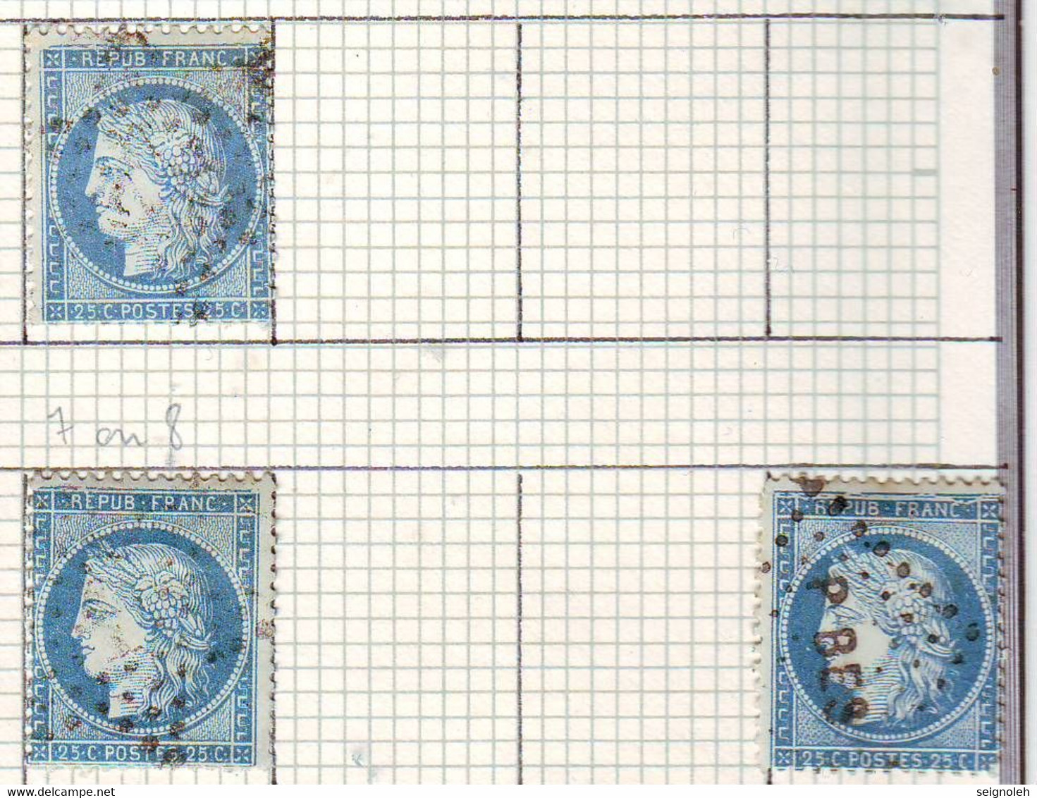 25 C Ceres N° 60 , 43 TIMBRES DE LA GRANDE CASSURE Planche A2 .. ( 9 Scans ) - 1871-1875 Ceres