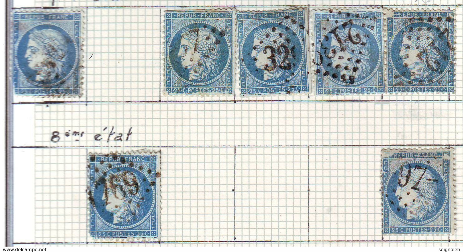 25 c Ceres N° 60 , 43 TIMBRES DE LA GRANDE CASSURE Planche A2 .. ( 9 scans )