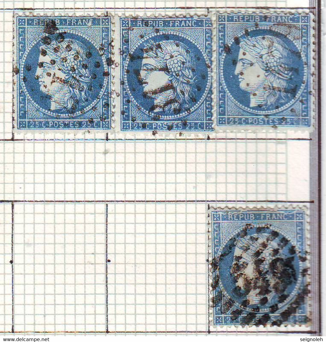 25 c Ceres N° 60 , 43 TIMBRES DE LA GRANDE CASSURE Planche A2 .. ( 9 scans )