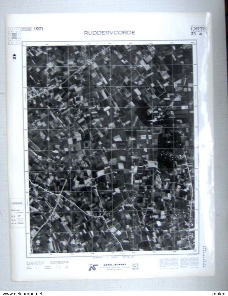 RUDDERVOORDE Oostkamp In ©1971 GROTE LUCHT-FOTO 63x48cm KAART ORTO PLAN 1/10.000 TOPOGRAPHIE PHOTO AERIENNE CARTE R277 - Oostkamp