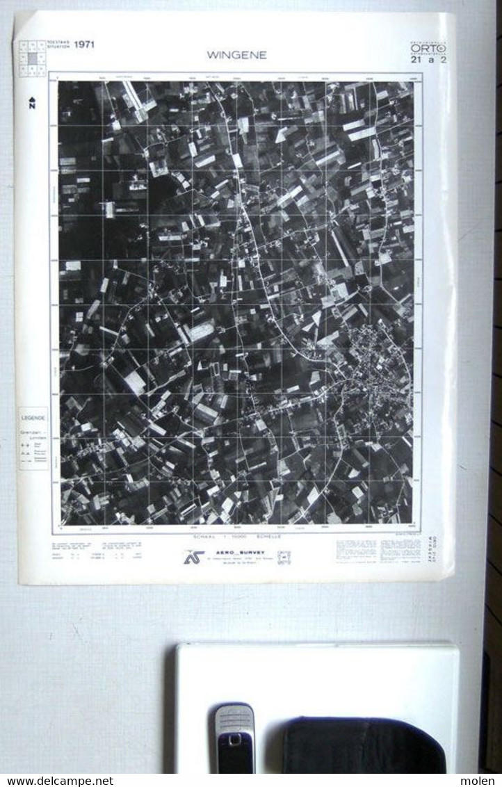 WINGENE ©1971 GROTE LUCHT-FOTO 63x48cm KAART ORTO PLAN 1/10.000 In 1971 TOPOGRAPHIE PHOTO AERIENNE CARTE R276 - Wingene