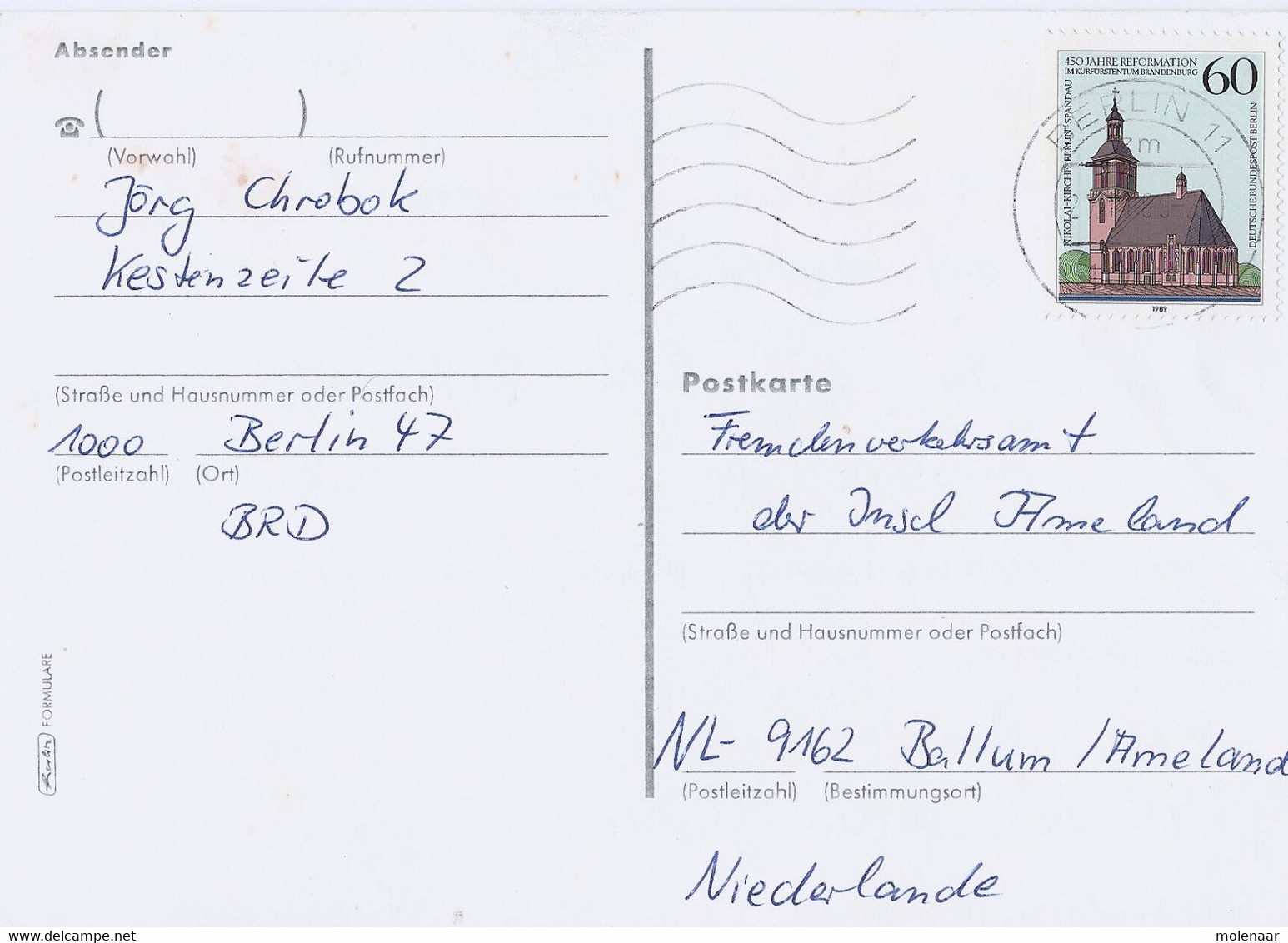 Duitsland Berlin  Postkaart Met Michelno. 855 (1683) - Storia Postale