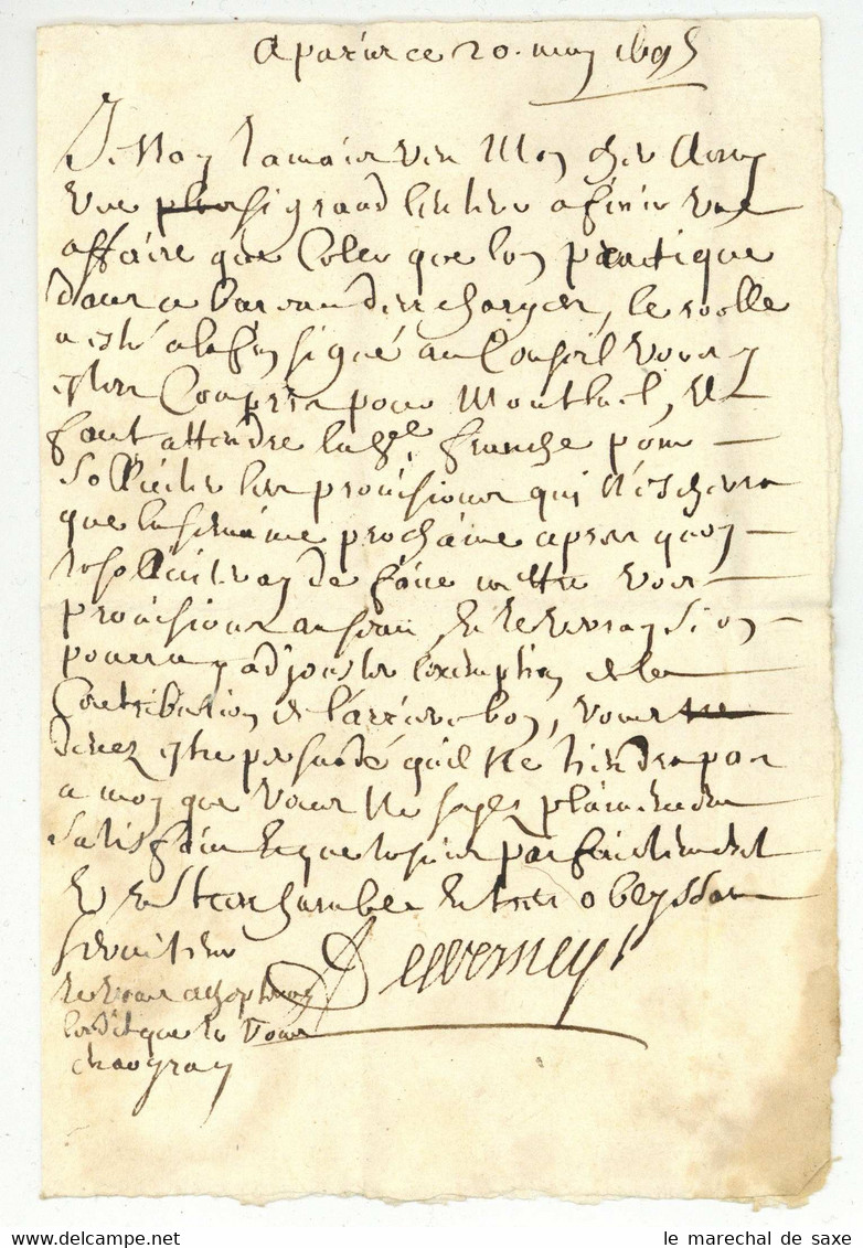 Lettre Taxee 5 Sols Paris 1695 Pour Lyon - ....-1700: Précurseurs