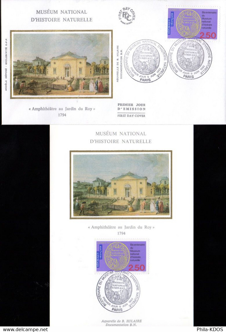 " 200 ANS MUSEUM D'HISTOIRE NATURELLE " Sur Carte Maximum Et Enveloppe 1er Jour Sur Soie 1993 N°YT 2812 Parf état CM FDC - Collections, Lots & Series