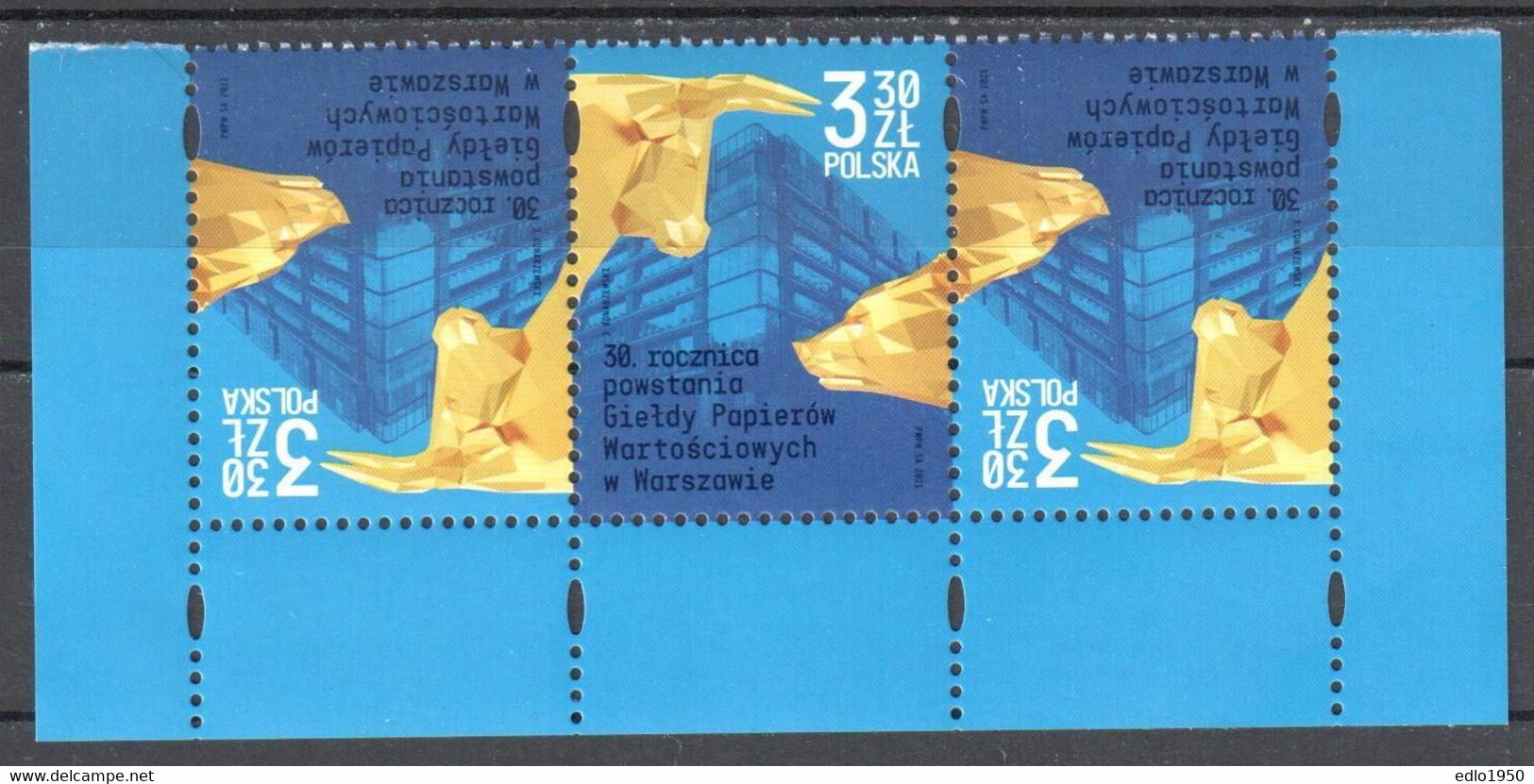 Poland 2021 - Warsaw Stock Exchange - Mi.5290 - Tete Beche - MNH(**) - Nuevos