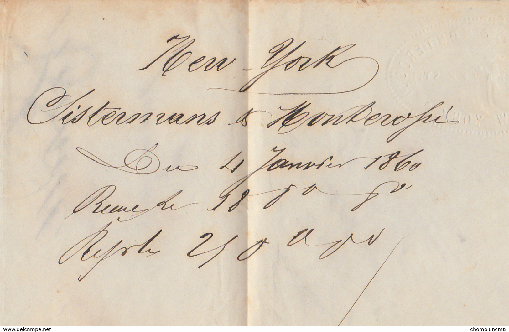 1860 NEW YORK La Rochelle Via Liverpool GB Postmaked ET. UNIS SERV.BR. A. C.  ET= United States & SERV. BR. = UK Service - …-1845 Prefilatelia