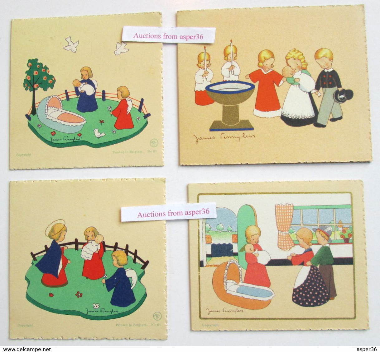 4 Geboortekaartjes / 4 Cartes De Naissances James Pennyless, 1943, 1946 & 1949 - Collections