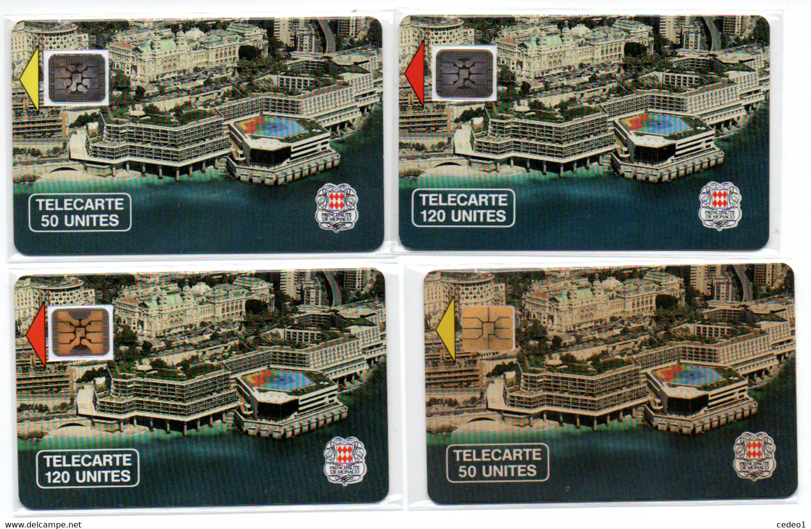 MONACO PALAIS DES CONGRES   50 Et  120 UNITES  PUCES DIFFERENTES   LOT DE 4 CARTES - Monaco