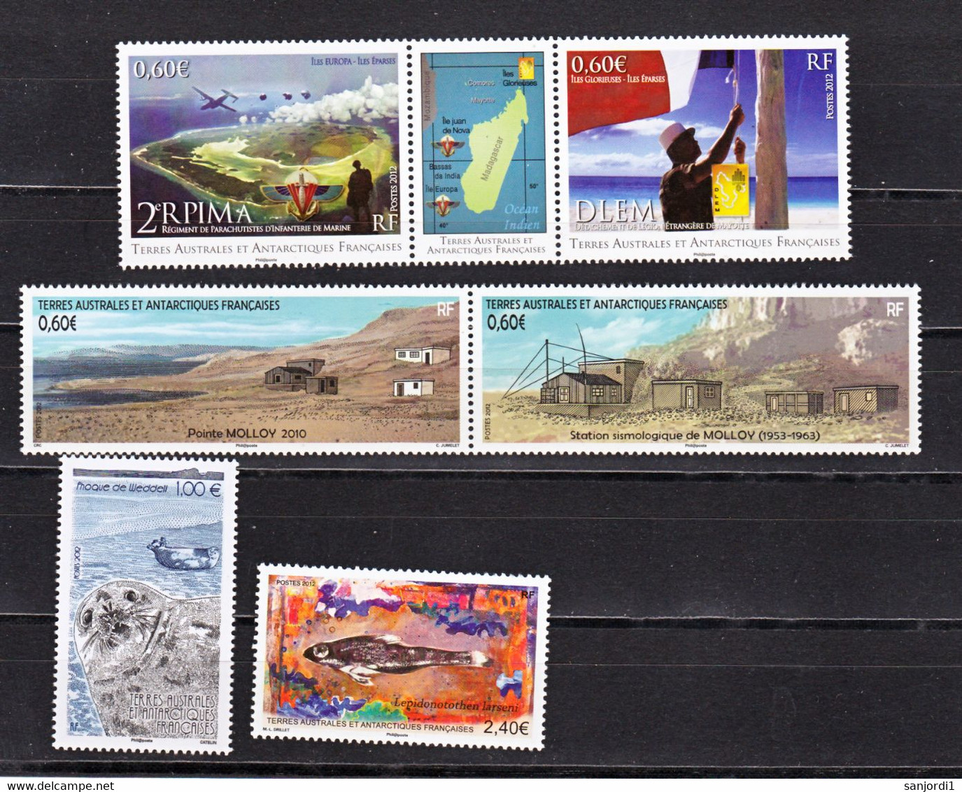 TAAF 608/611 626/627 609 Dent Irreg Non Compté Timbres Divers 2012 Neuf ** TB MNH Sin Charnela Faciale 3.4 - Nuevos