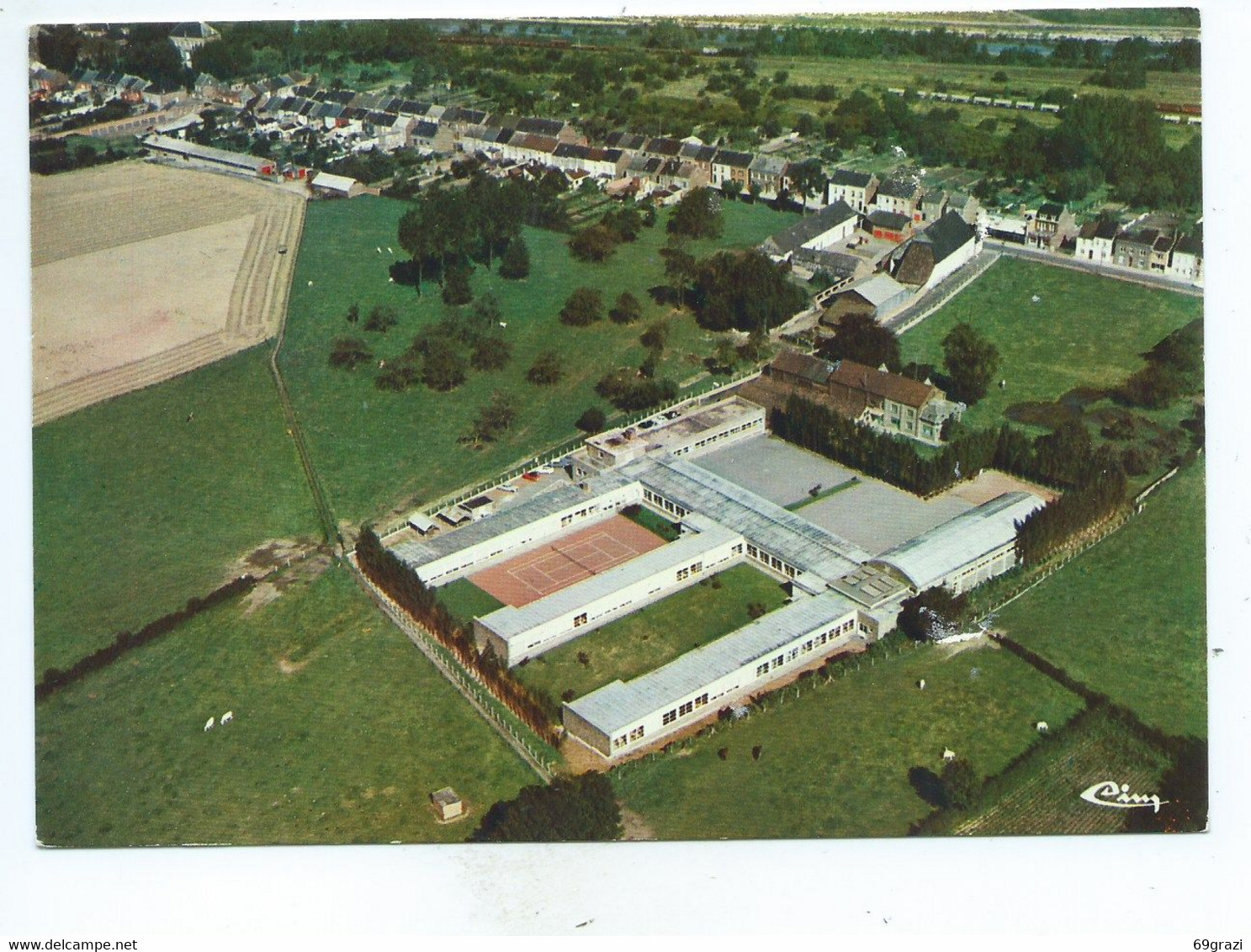 Pont à Celles Vue Aérienne  Athénée ( Carte Ayant Voyagé ) - Pont-a-Celles