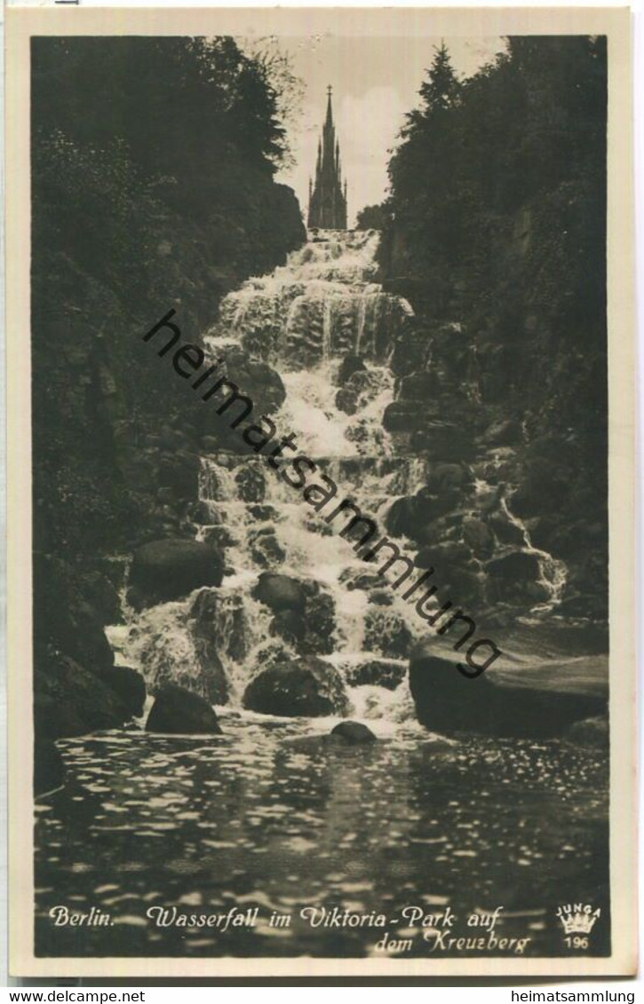 Berlin - Wasserfall Im Viktoria Park Auf Dem Kreuzberg - Foto-Ansichtskarte - Verlag Otto Junga Berlin - Kreuzberg