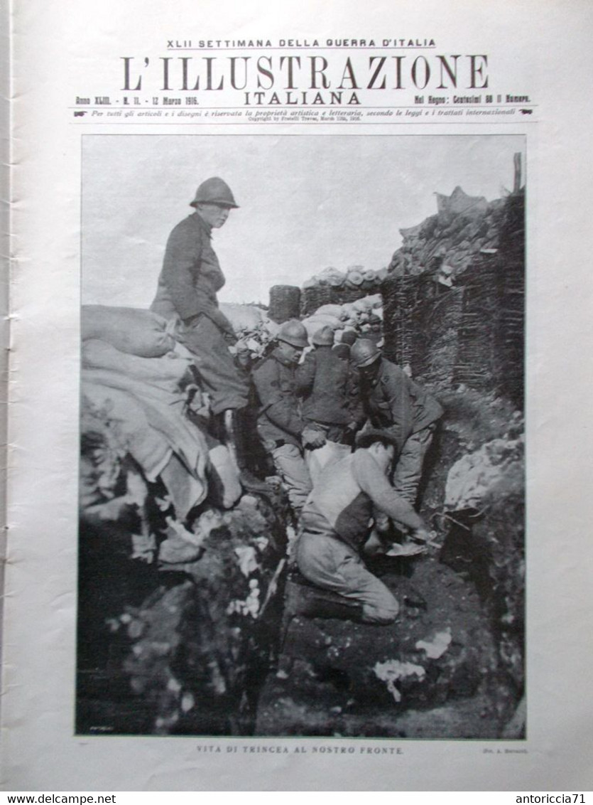 L'illustrazione Italiana 12 Marzo 1916 WW1 Petain Verdun Deledda Armenia Sylva - Oorlog 1914-18