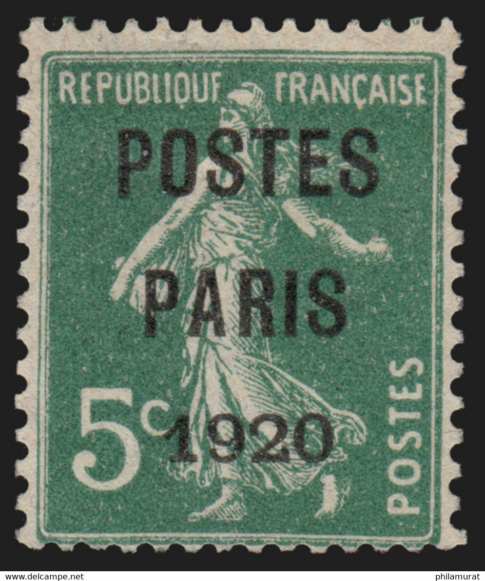 Préoblitérés N°24, Semeuse 5c Vert POSTES PARIS 1920, Neuf (*) - TB - 1893-1947