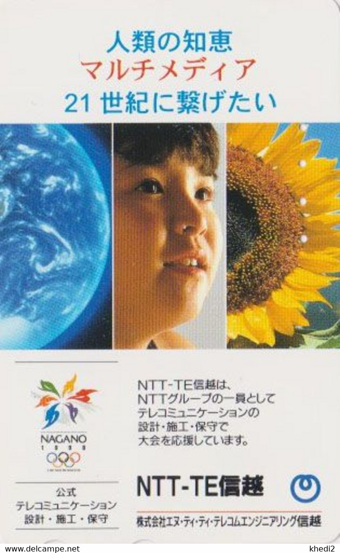 TC JAPON / 271-03629 - SPORT JEUX OLYMPIQUES NAGANO - Femme & Tournesol - OLYMPIC GAMES JAPAN Free Phonecard - Juegos Olímpicos