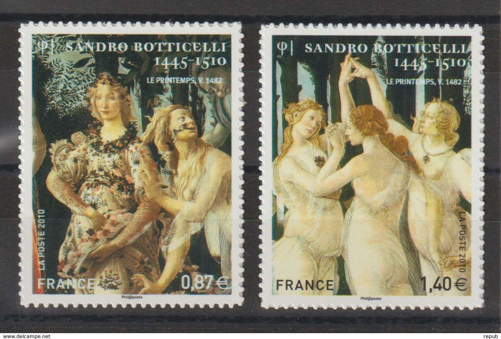 France 2010 Tableau Botticelli 492 Et 509 2 Val. Neuves ** MNH - Andere & Zonder Classificatie