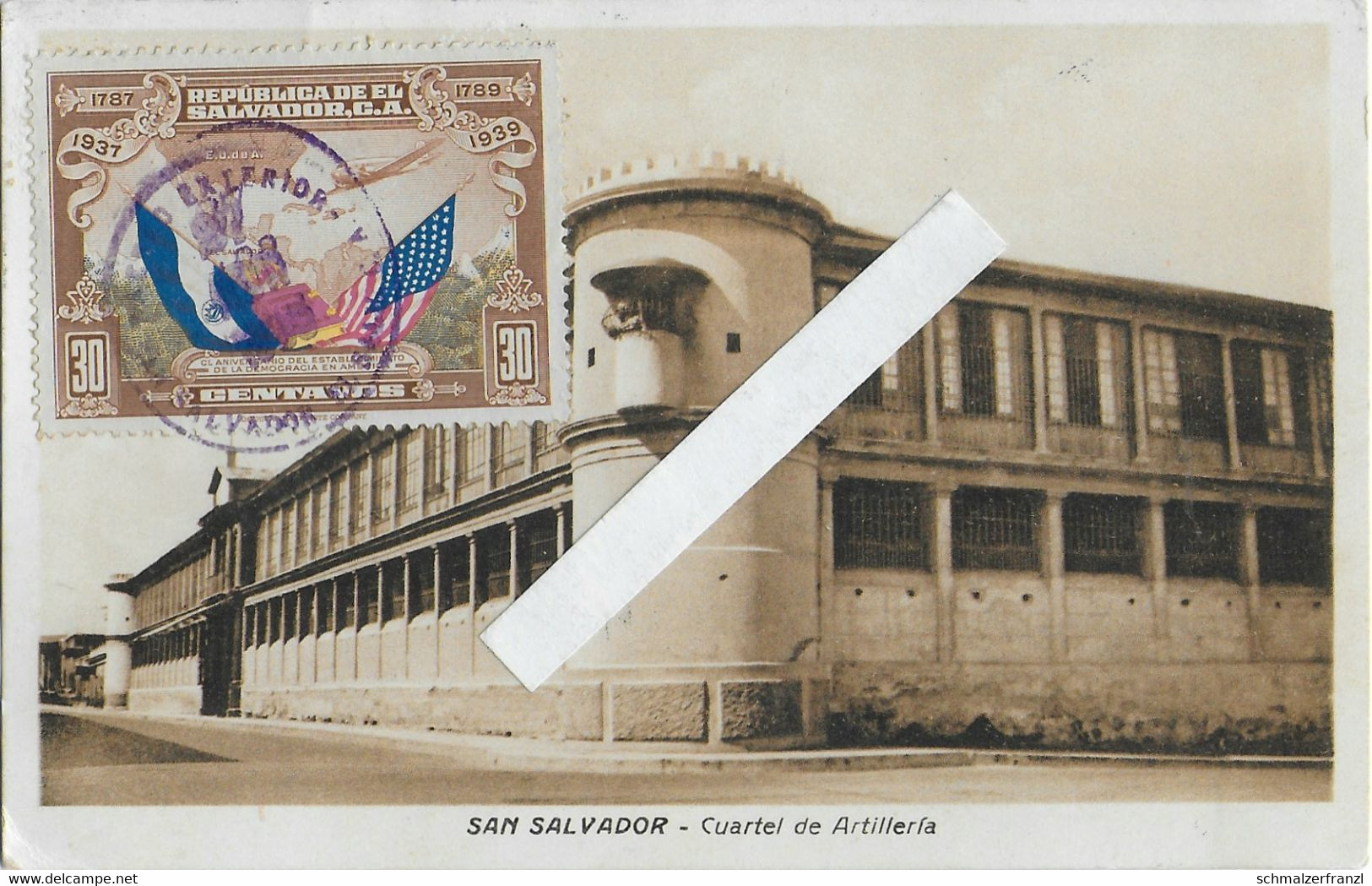 AK El San Salvador Cuartel De Artilleria Militar Militaria Militaire America Del Sur Sudamerica Stamp Timbre Sello 1937 - El Salvador