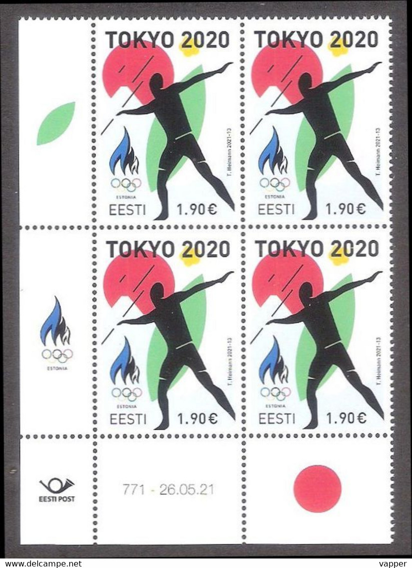 Summer Olympic Tokyo 2021 Estonia MNH Stamp Block Of 4 Mi 1015 - Estate 2020 : Tokio