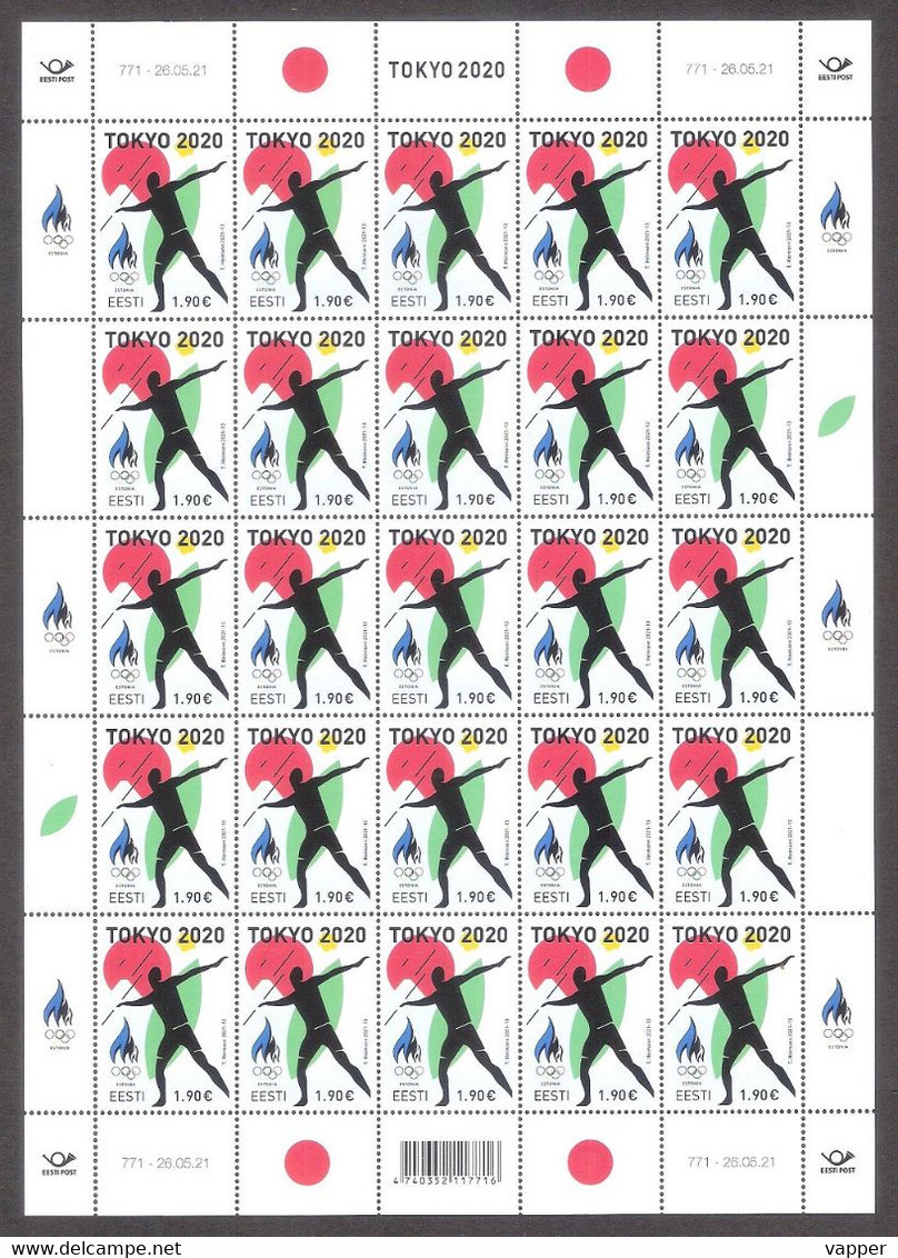 Summer Olympic Tokyo 2021 Estonia MNH Stamp Sheet Of 25 Mi 1015 - Summer 2020: Tokyo